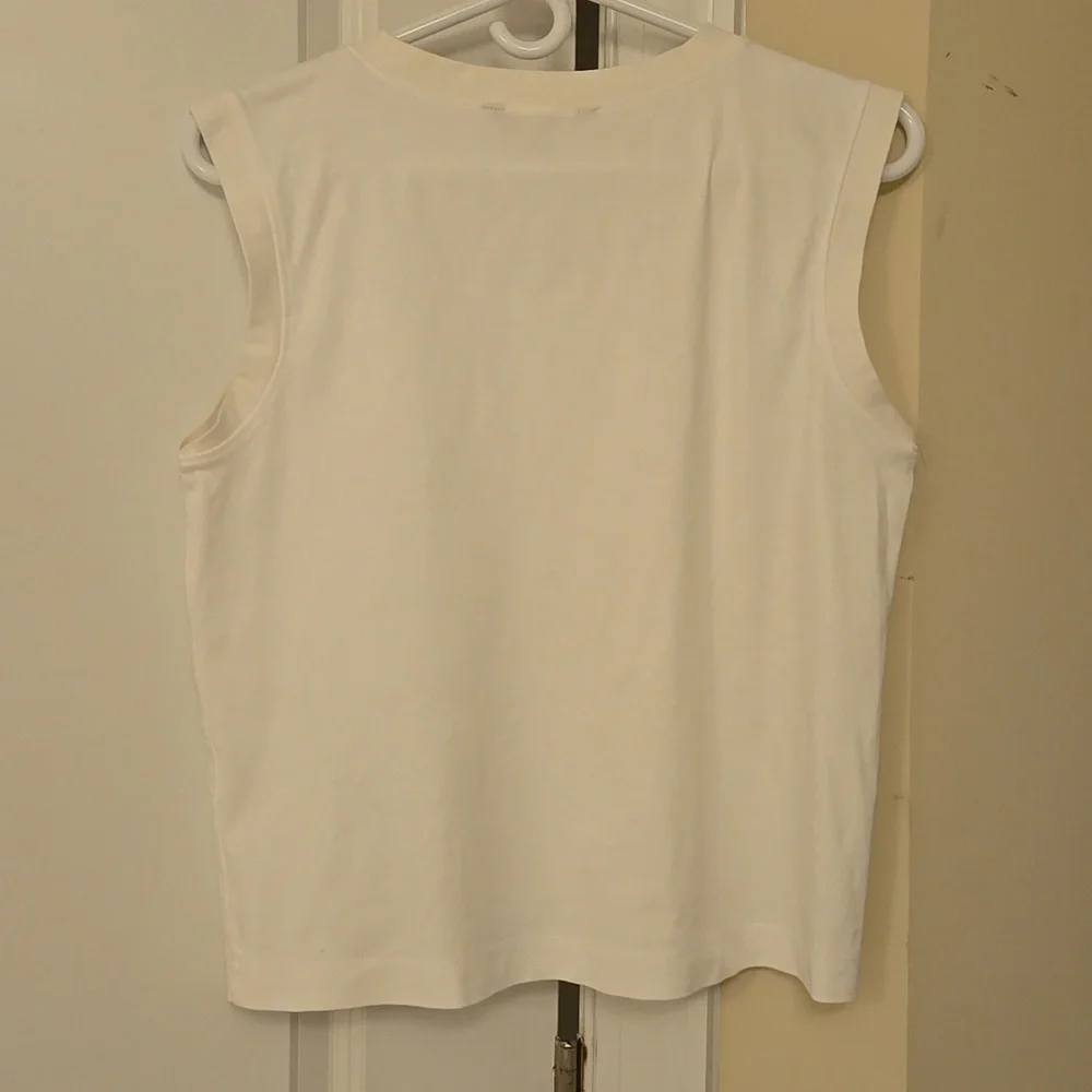 Banana Republic COTTON-SATEEN MUSCLE TANK - White - Size XS - Picture 4 of 4